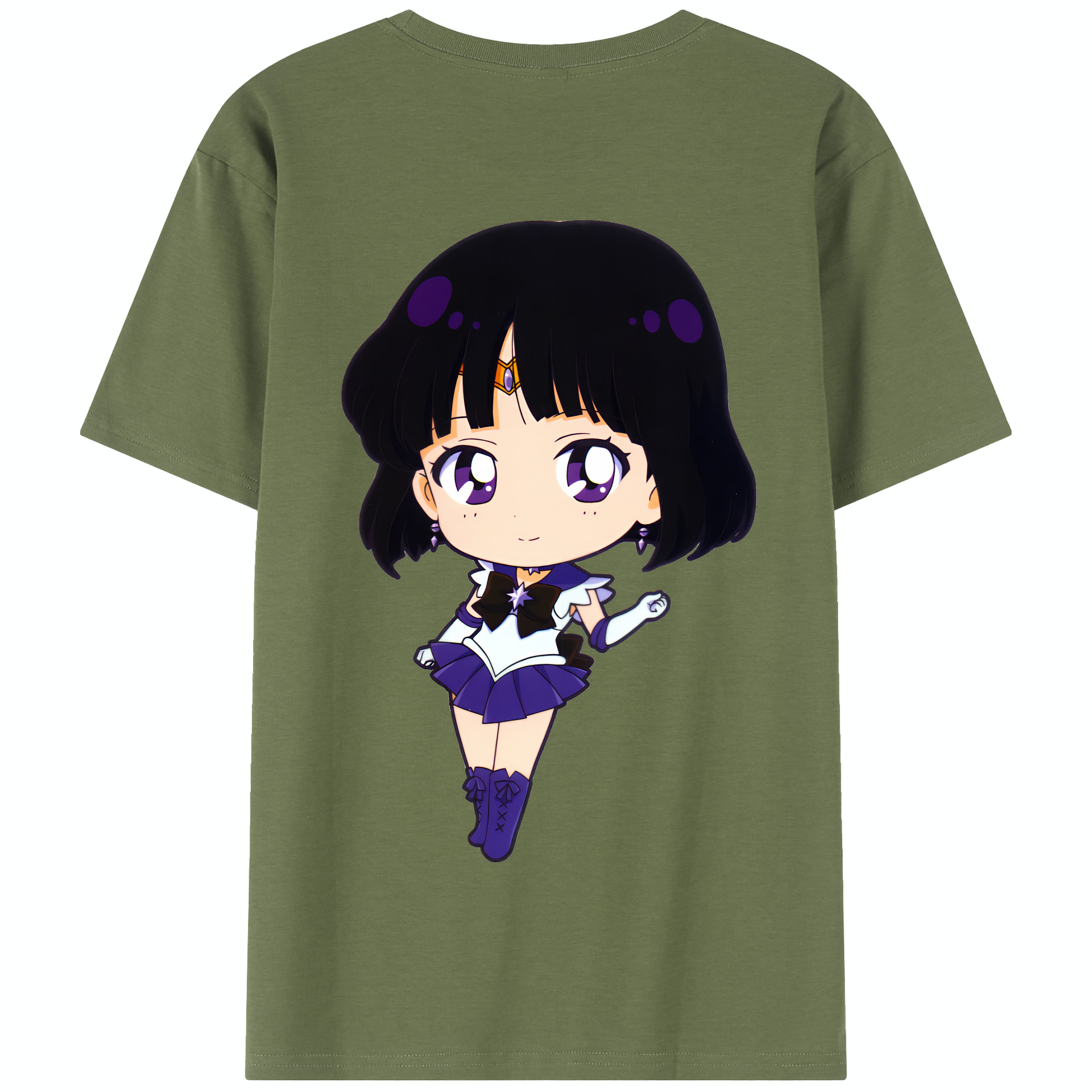 （画像用） 美少女戦士セーラームーン 土萠ほたる Sailor Moon Tomoe Hotaru （セーラーサターン；Sailor Saturn） 綿100％半袖Tシャツ（背面プリント）